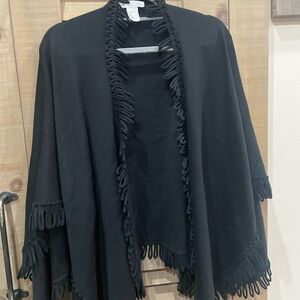 Coldwater Creek Black Fringe Knit Sweater
